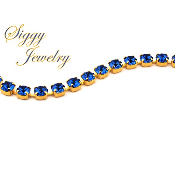 Capri Blue Tennis Bracelet made with Genuine Austrian Crystals in 8mm - Picture 5 of 7